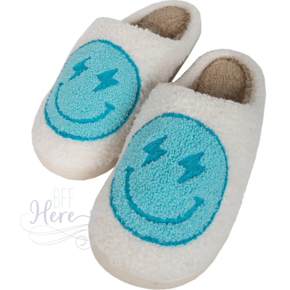 Lightening Bolt Smiley Face Slippers -- Choice of Color - BFF Here