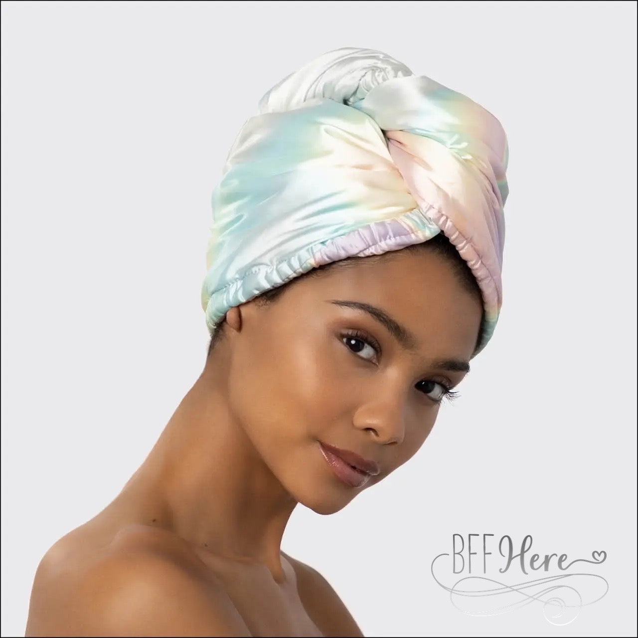 Satin-Wrapped Microfiber Hair Towel by Kitsch - Aura - BFF Here