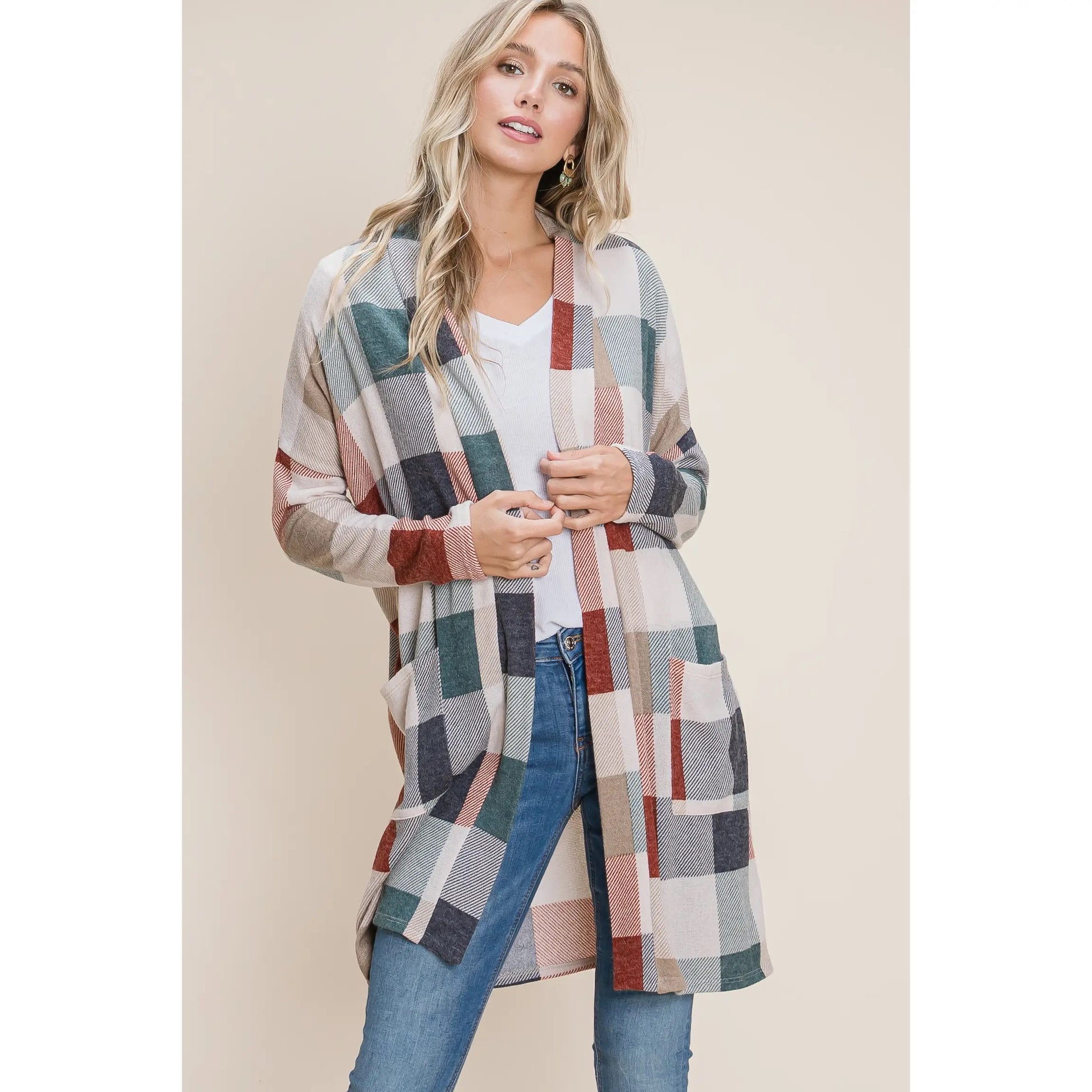 Bold Check Cardigan - BFF Here