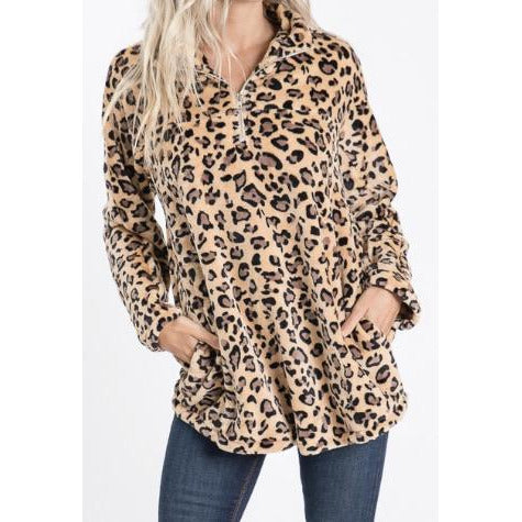 Leopard Zipper Pullover - BFF Here