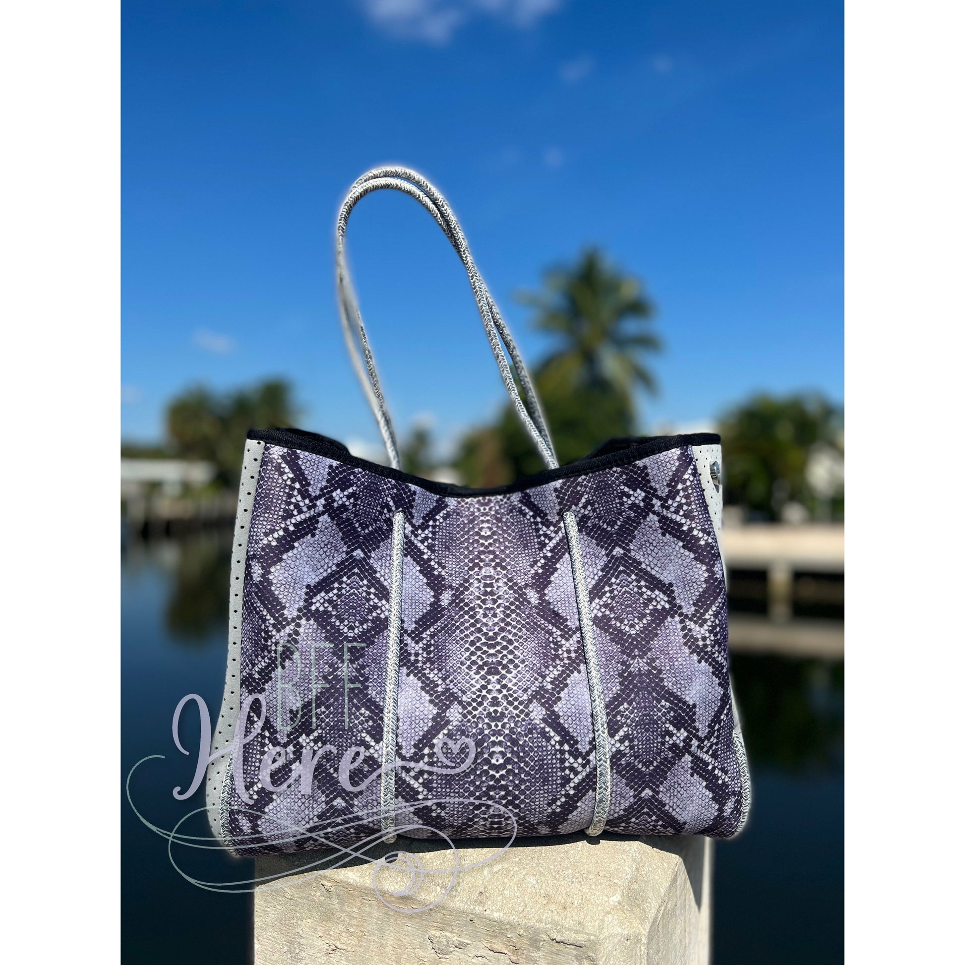 Neoprene Tote -- Concho Snakeskin - BFF Here