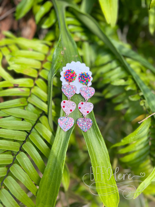 3 Hearts Seed Bead Earrings - BFF Here