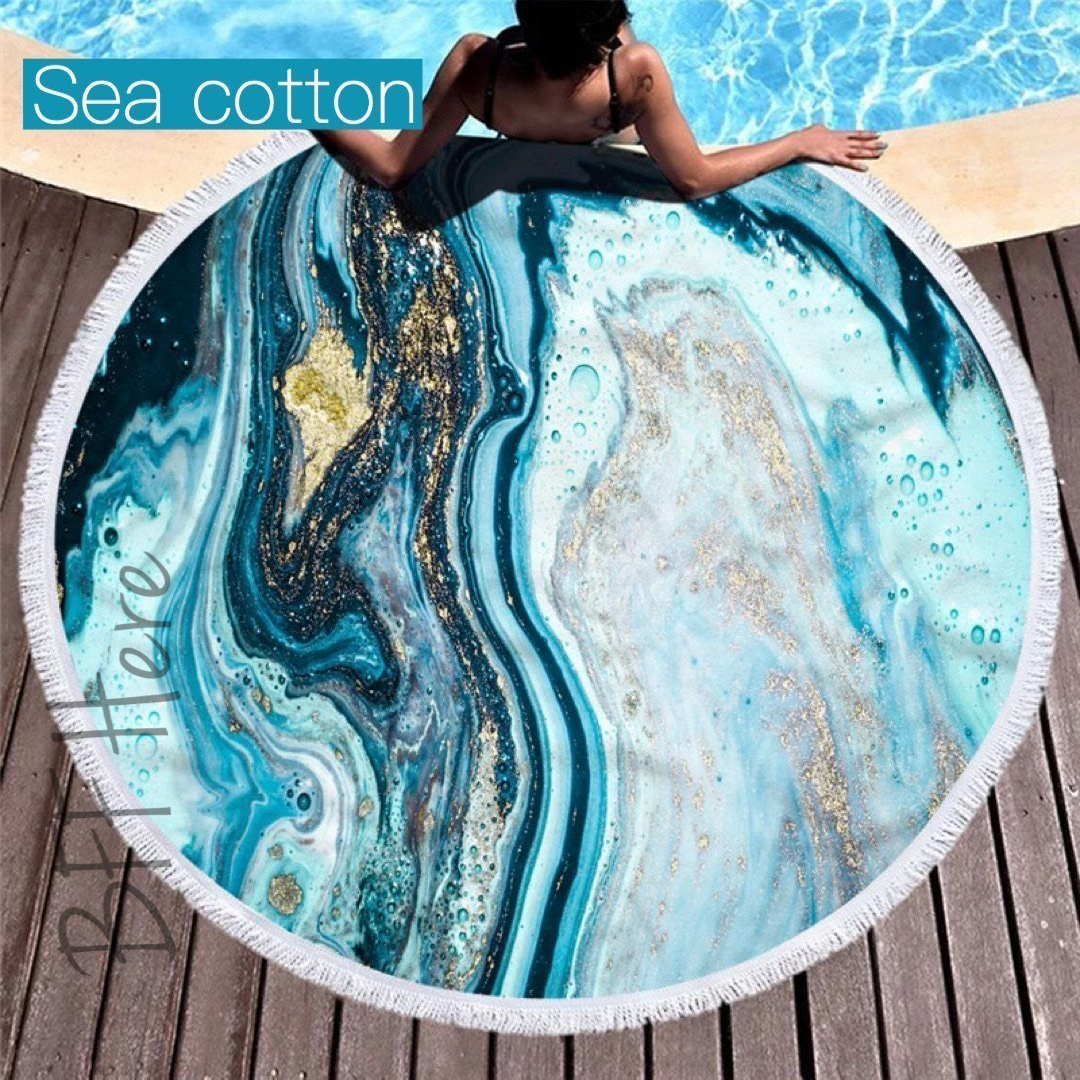 Round Beach Towel -- Sea Cotton - BFF Here