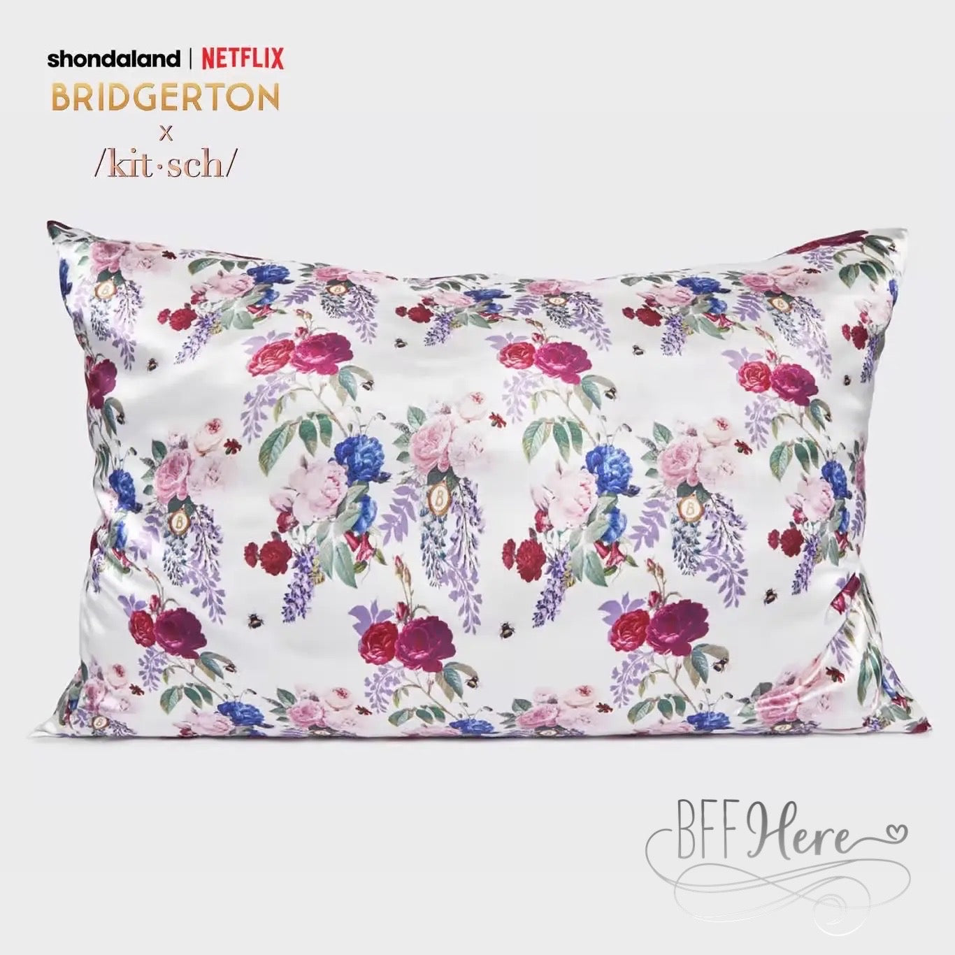 Bridgerton x Kitsch Standard Satin Pillowcase - Floral - BFF Here