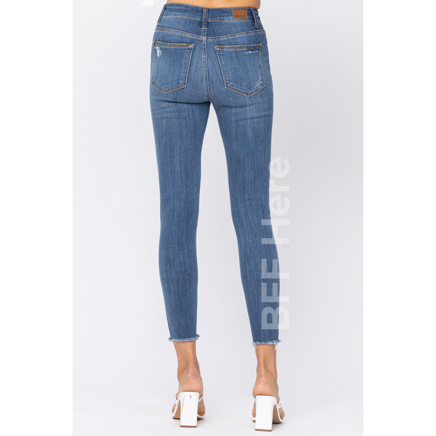 Hi Rise Cropped Destroyed Skinny Jeans by Judy Blue - BFF Here