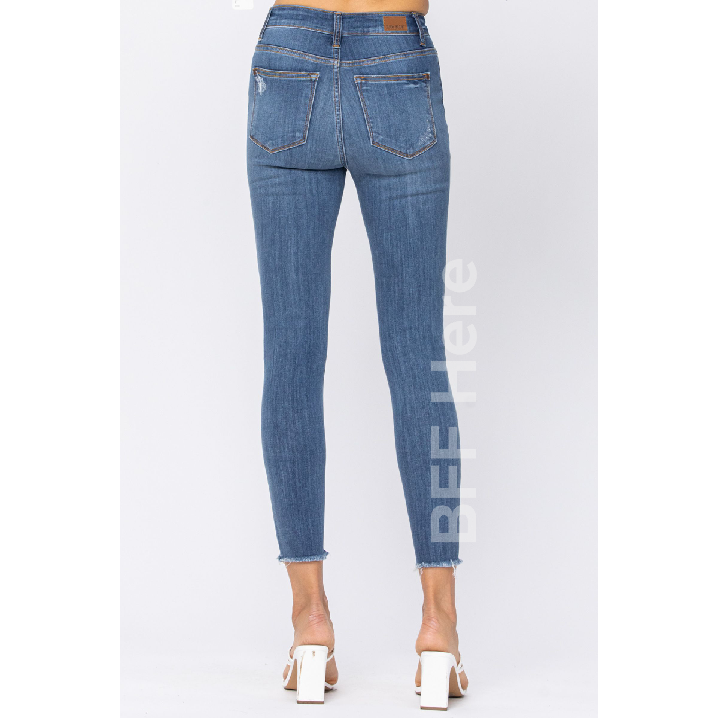 Hi Rise Cropped Destroyed Skinny Jeans by Judy Blue - BFF Here