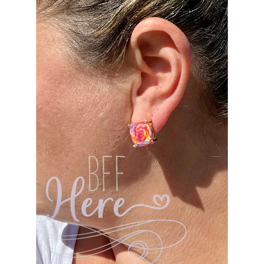Rosebud Stud Earrings --Multi - BFF Here