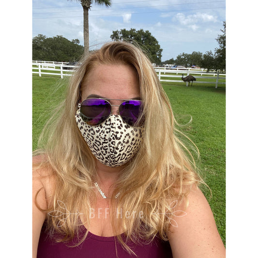 Natural Leopard Adult Everyday Filter Fabric Face Mask - BFF Here