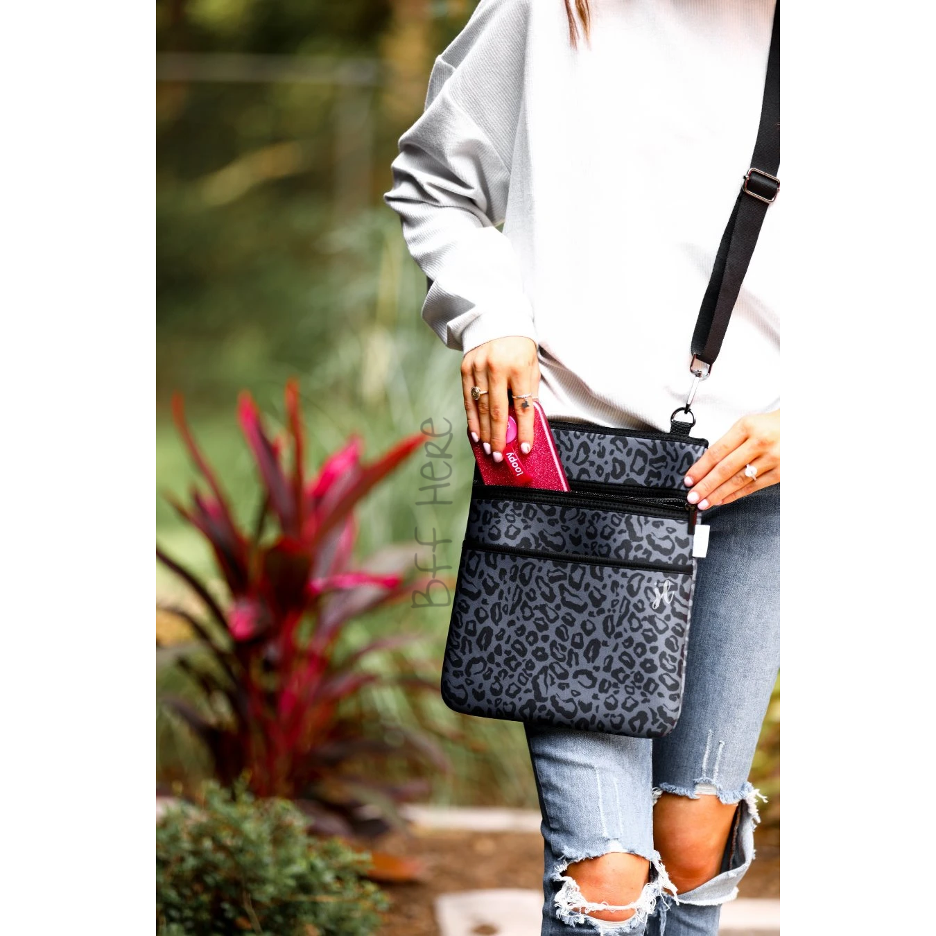 Neoprene Crossbody -- Midnight Leopard - BFF Here