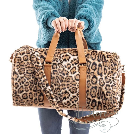 PREORDER—Brown Leopard Faux Fur Weekender Bag - BFF Here