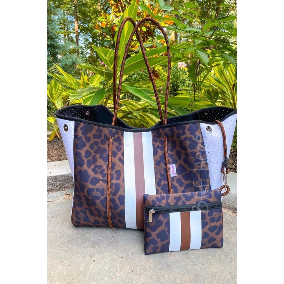 Neoprene Tote -- Brown Leopard - BFF Here