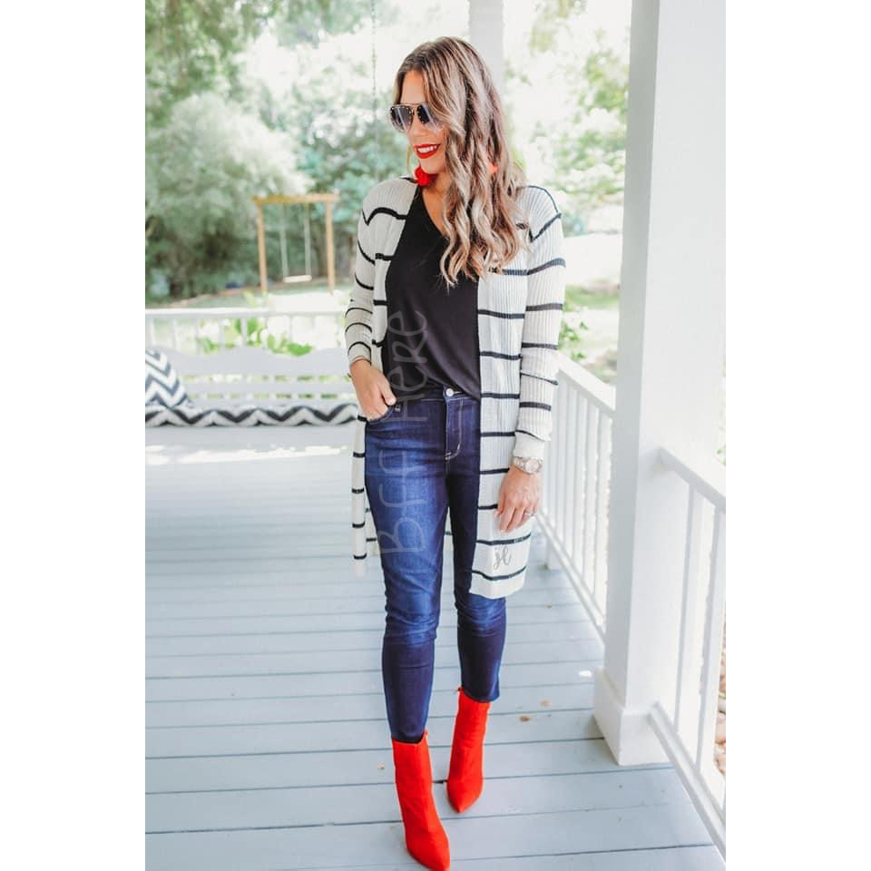 Amber Lightweight Striped Cardigan -- Choice of Color - BFF Here