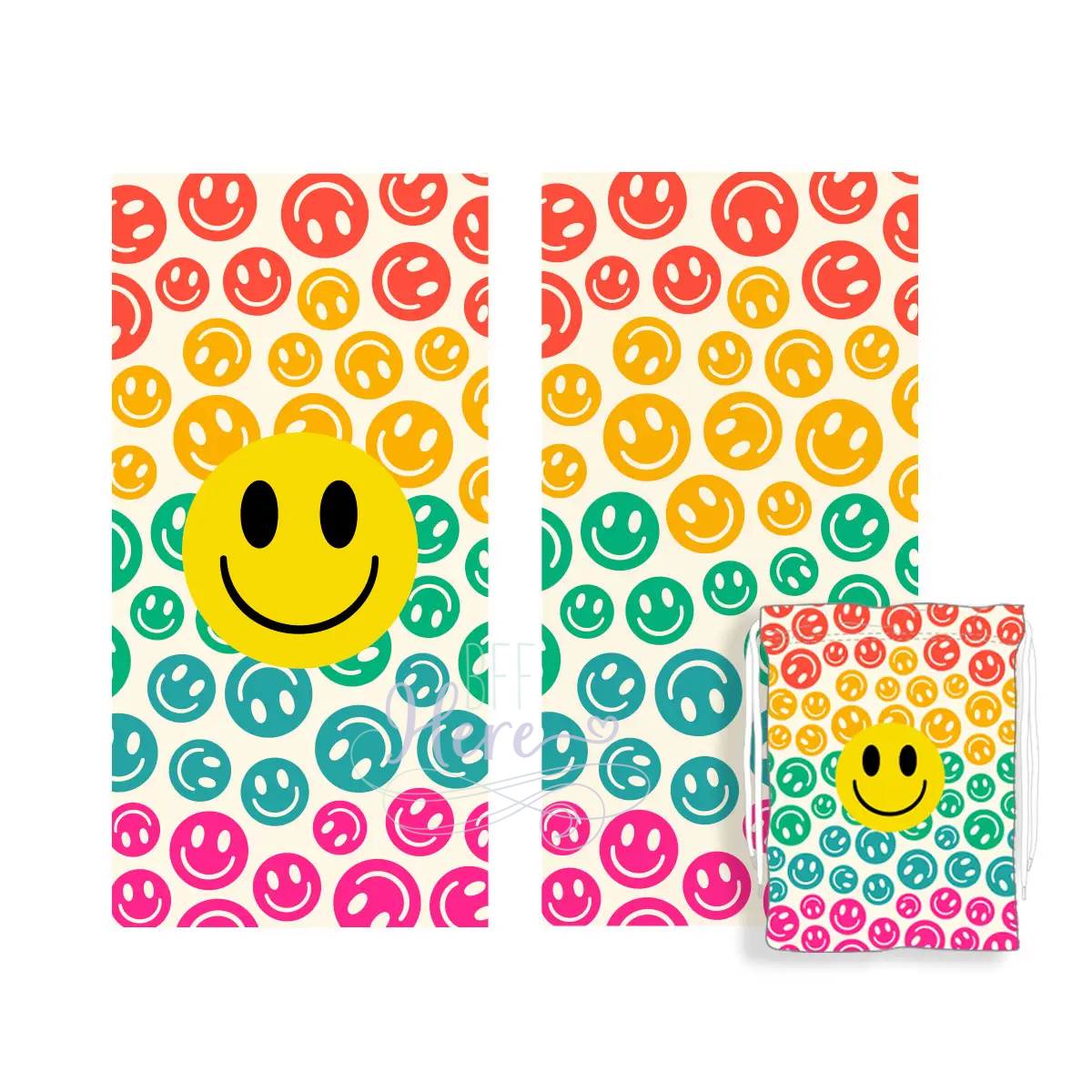 Quick Dry Beach Towel -- Happy Face - BFF Here