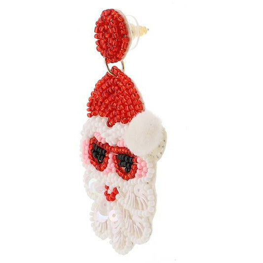 Vacay Santa Seed Bead Earrings - BFF Here