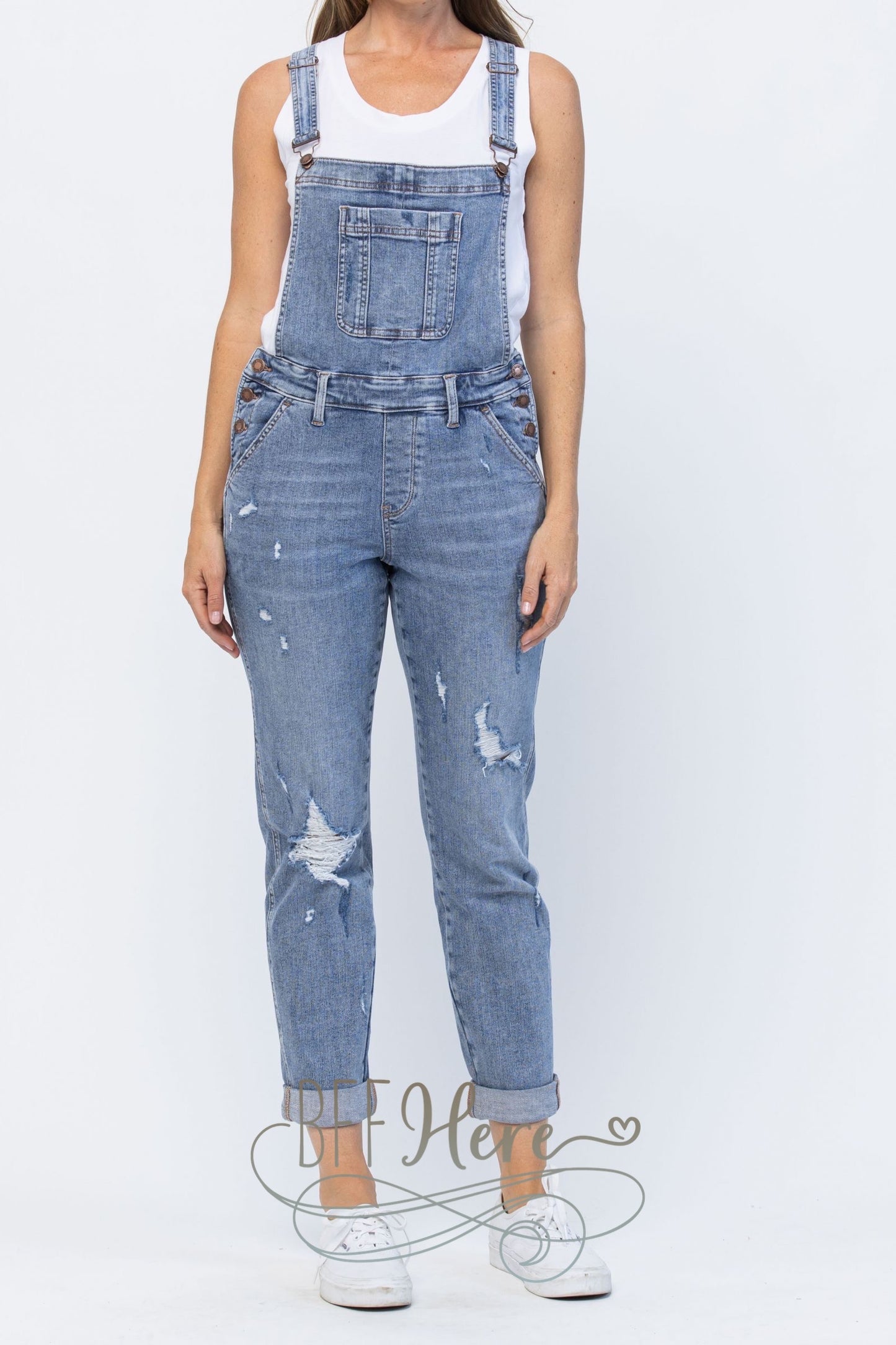 Jen Distressed Overalls by Judy Blue - BFF Here