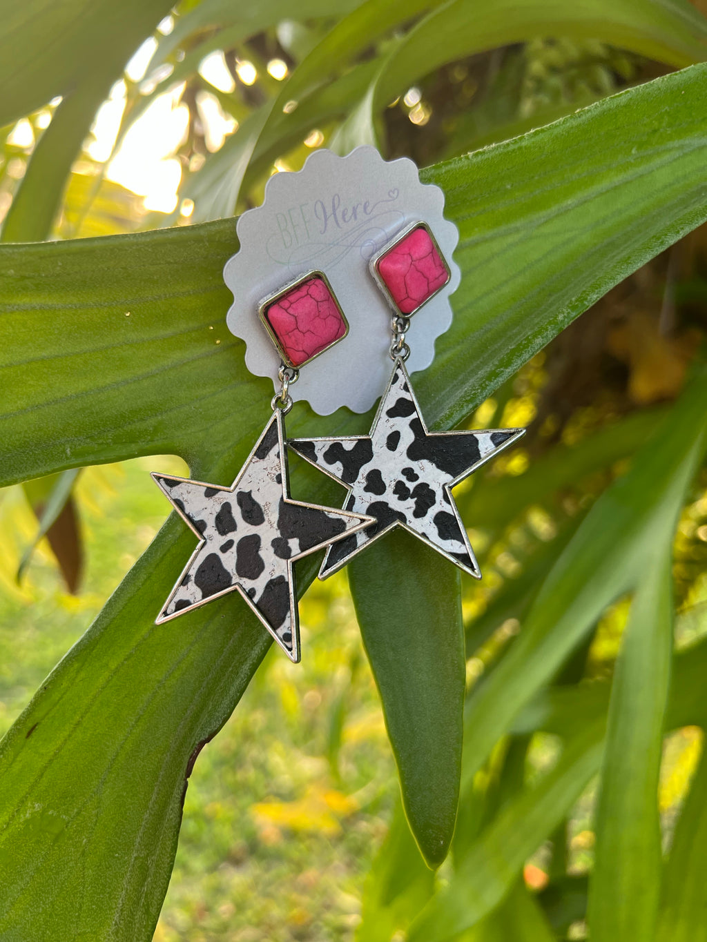 Maverick Animal Print Star Earrings - BFF Here
