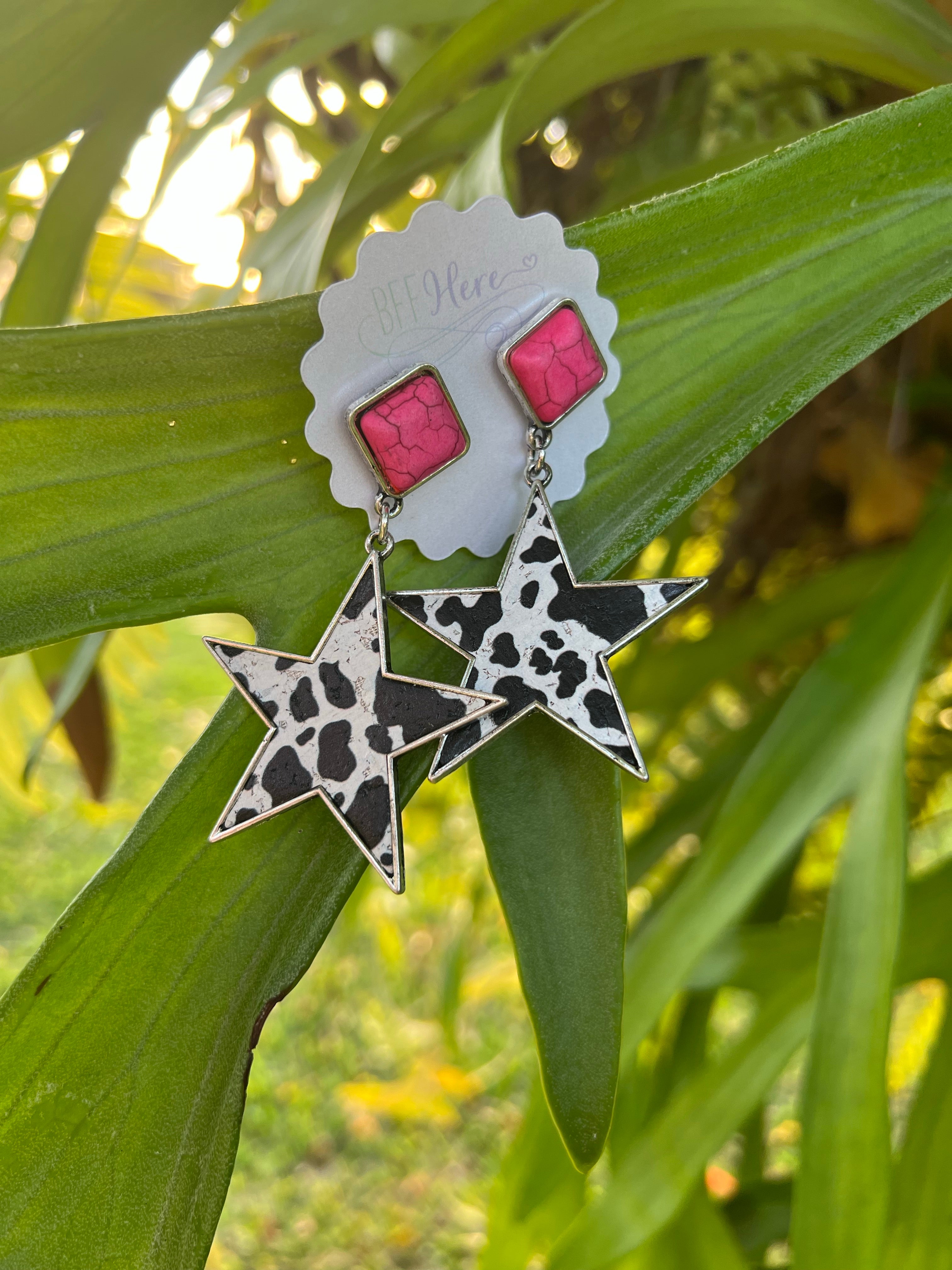 Maverick Animal Print Star Earrings - BFF Here