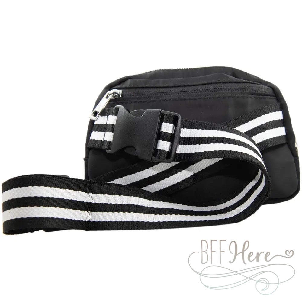 Yvonne Belt Bag with Striped Strap — Choice of Color - BFF Here