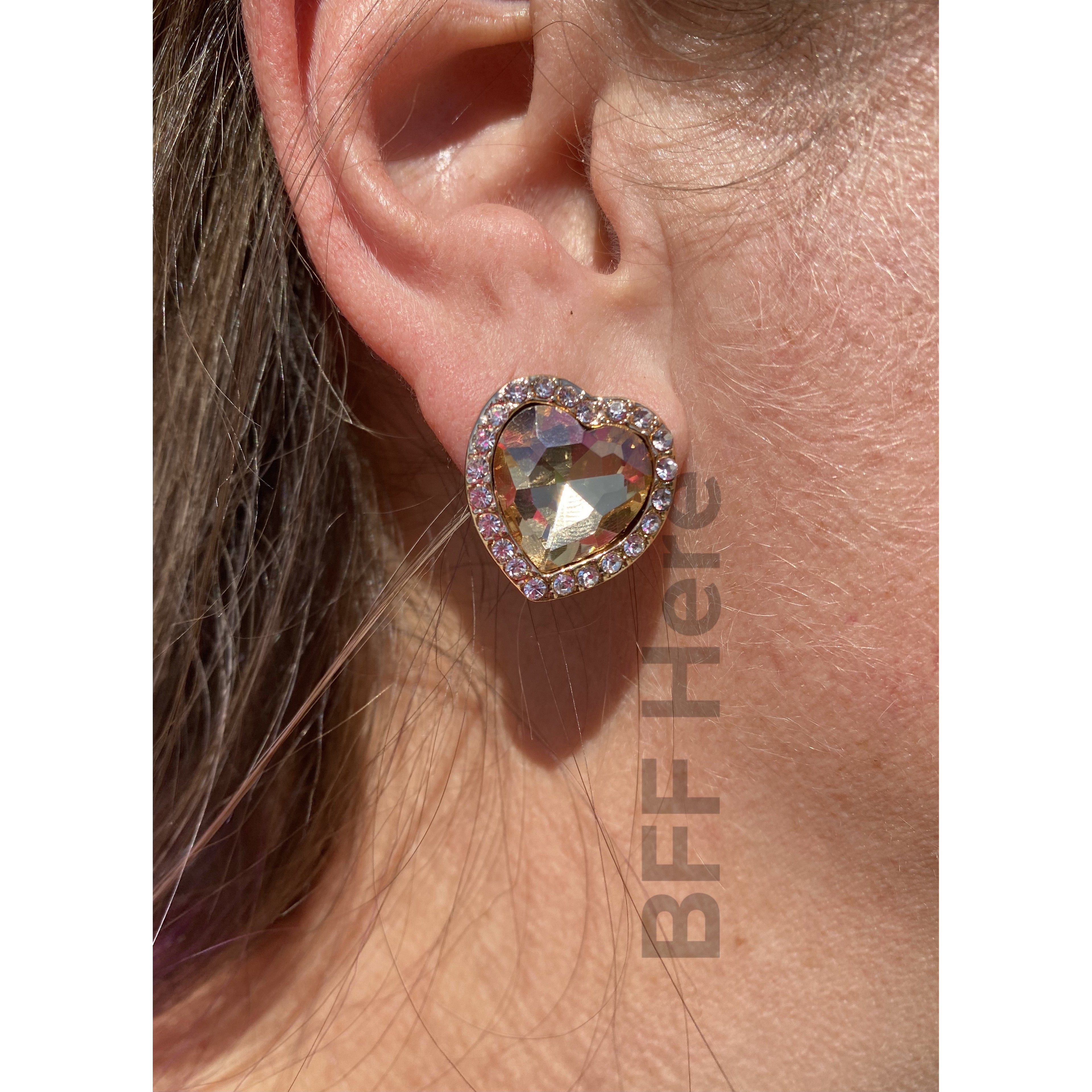 Heart Faceted Glass Stone Stud - BFF Here