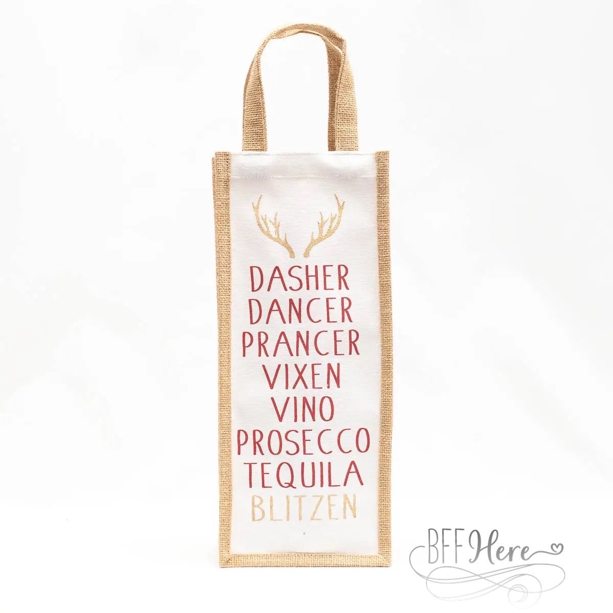 Blitzen Christmas Wine Bag - BFF Here