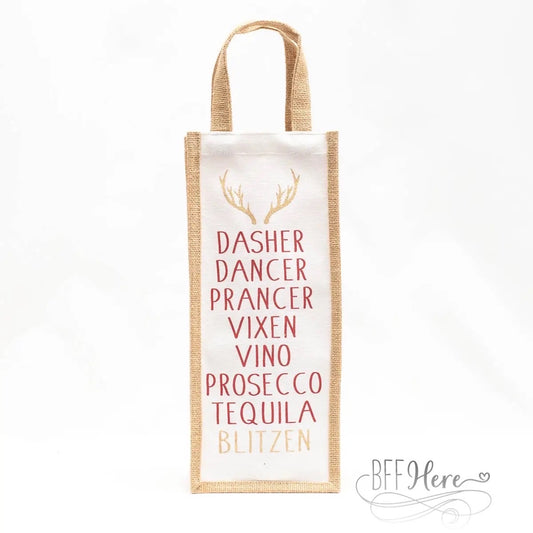 Blitzen Christmas Wine Bag - BFF Here