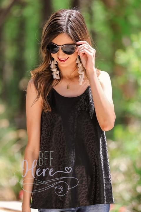 Mila Black Leopard Cami - BFF Here