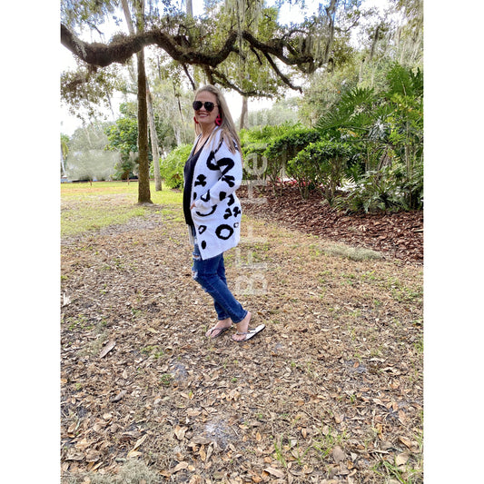 Felix Fuzzy Snow Leopard Cardigan - BFF Here