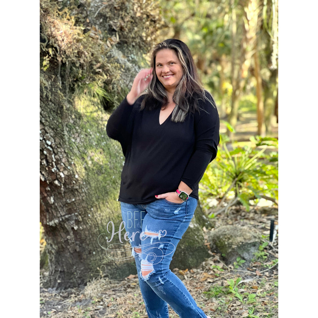 Melanie Dolman Top -- Black - BFF Here