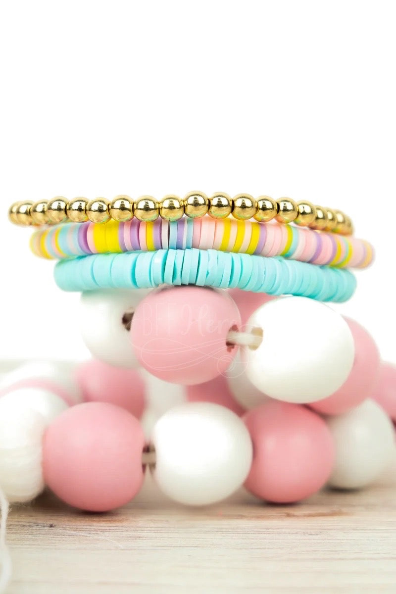 Key Largo Bracelet Set — Mint Pastel Rainbow - BFF Here