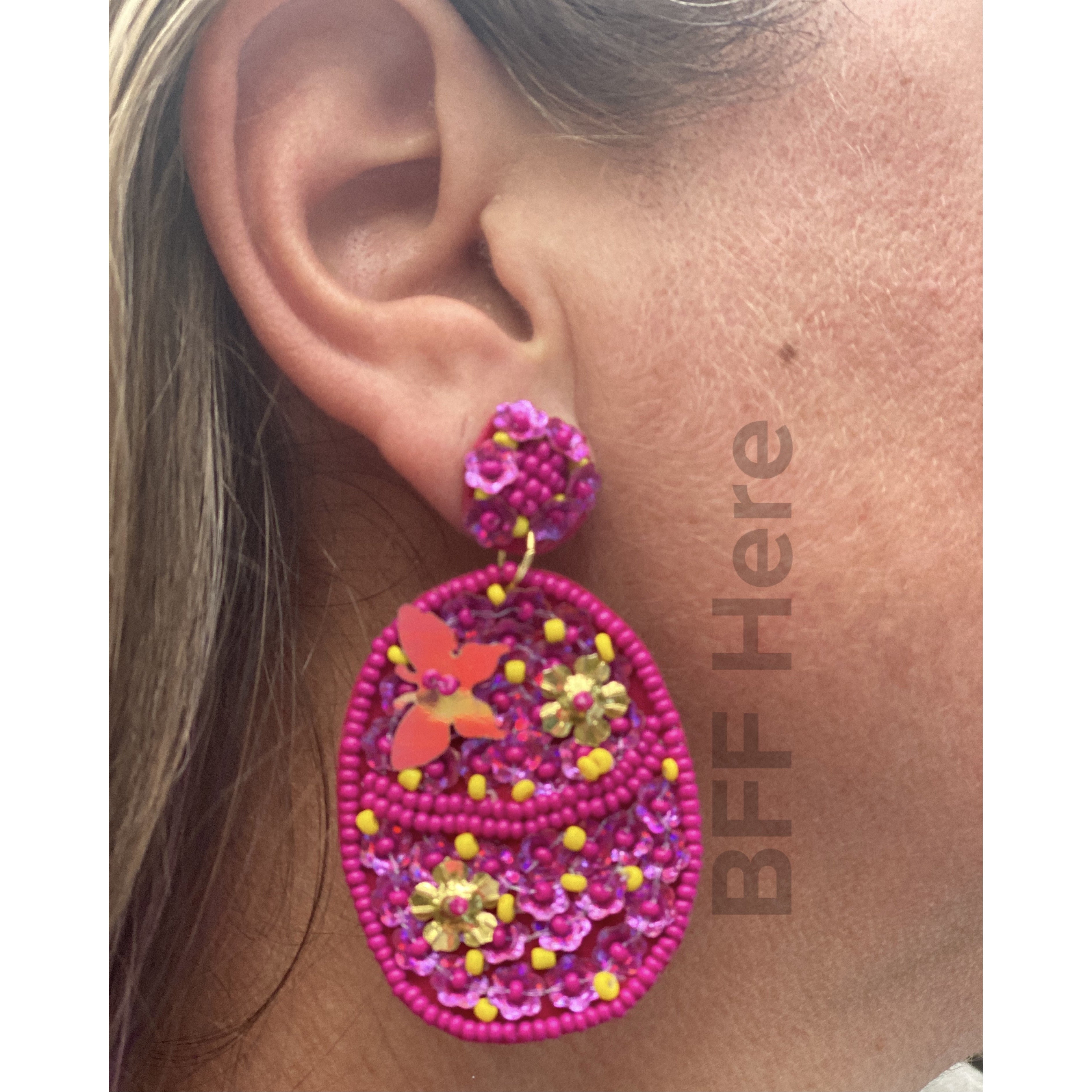 Easter Egg Seed Bead Earrings -- Choice of Color - BFF Here