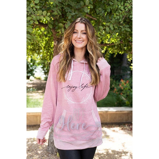 Enjoy Life French Terry Hoodie — Heather Mauve - BFF Here