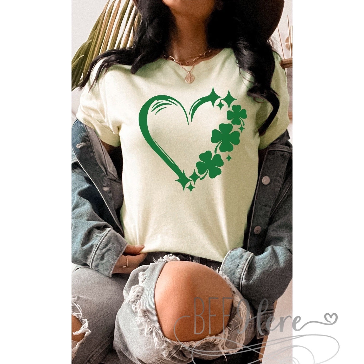 PREORDER-Lucky Clover Heart Tee - BFF Here