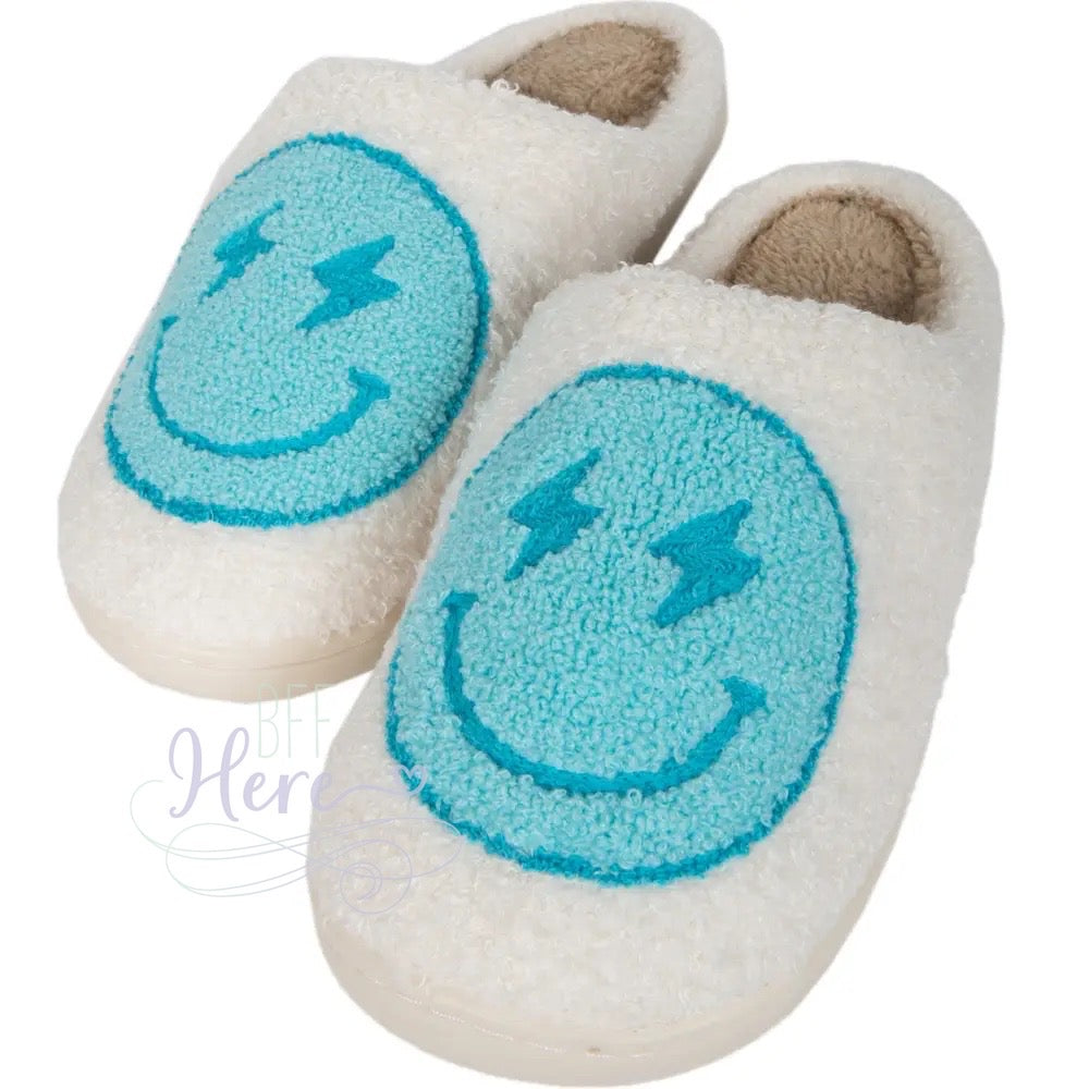 Lightening Bolt Smiley Face Slippers -- Choice of Color - BFF Here