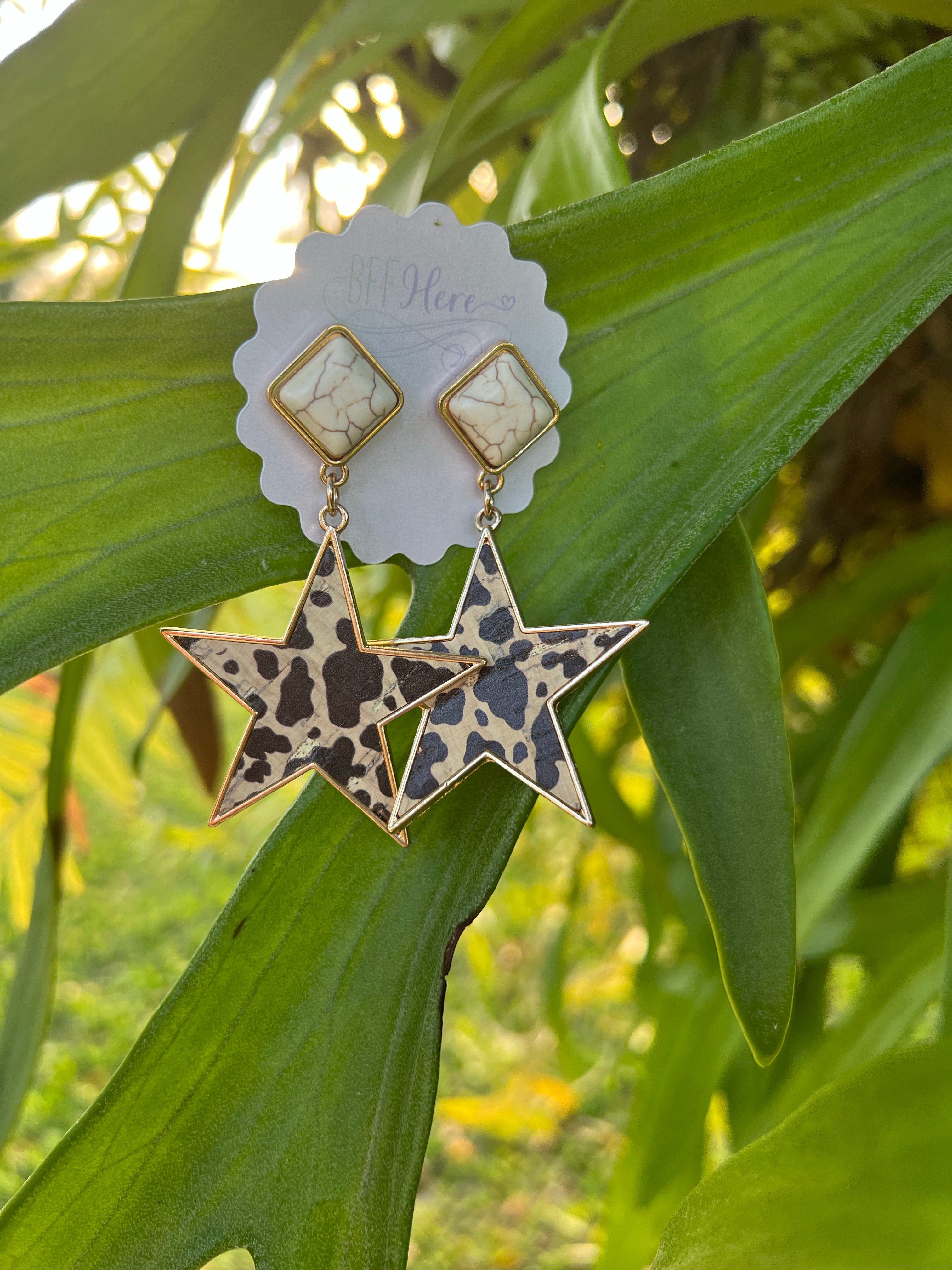 Maverick Animal Print Star Earrings - BFF Here