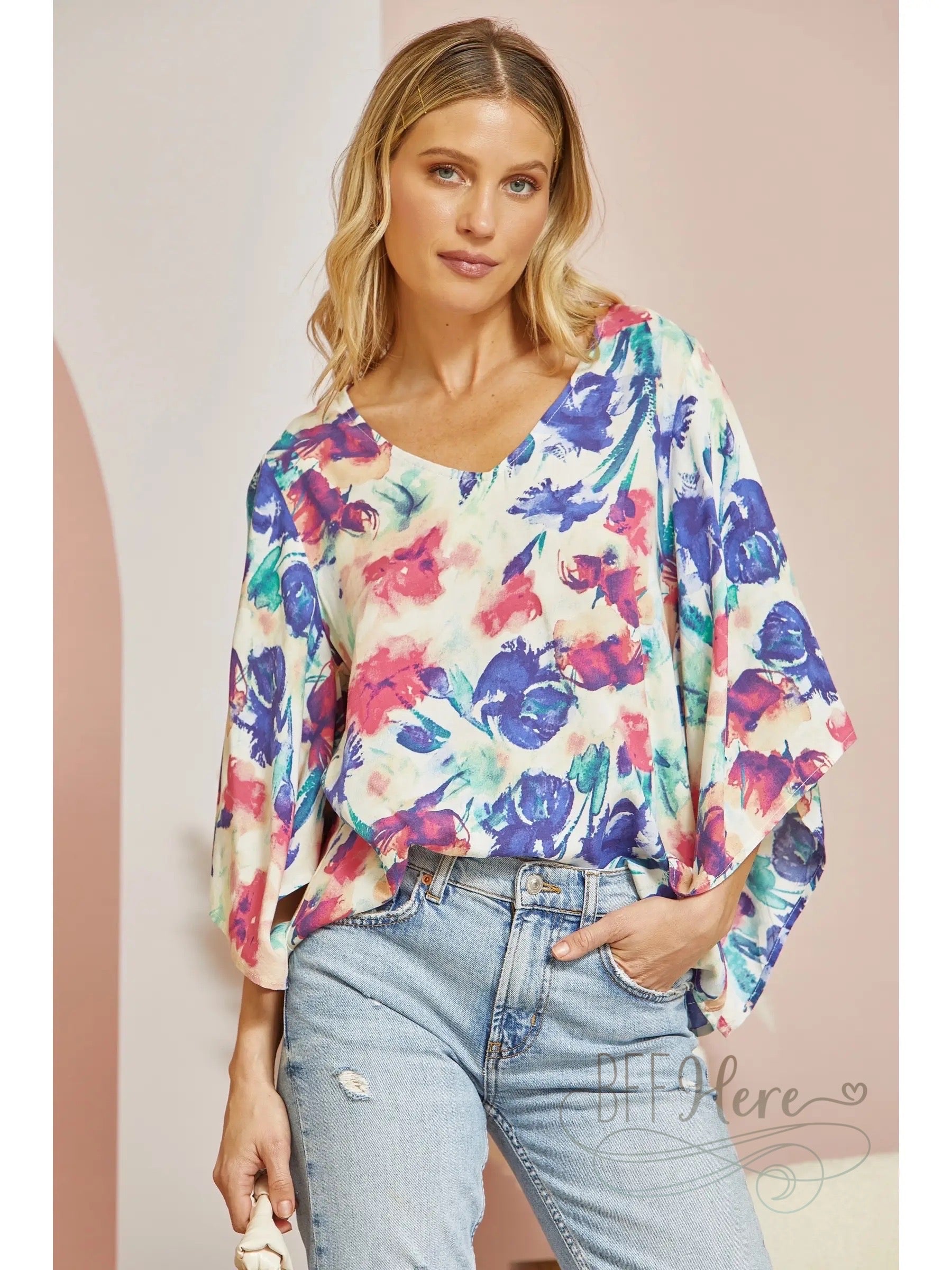 Watercolor Flora Blouse - BFF Here