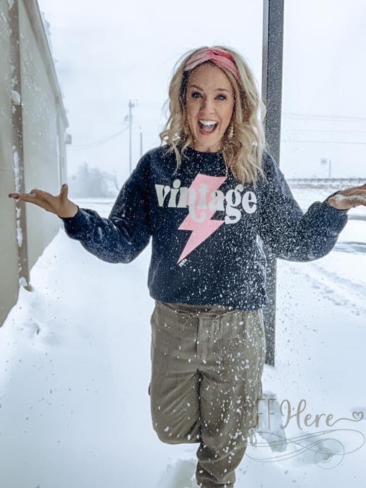 Navy Vintage Sweatshirt - BFF Here