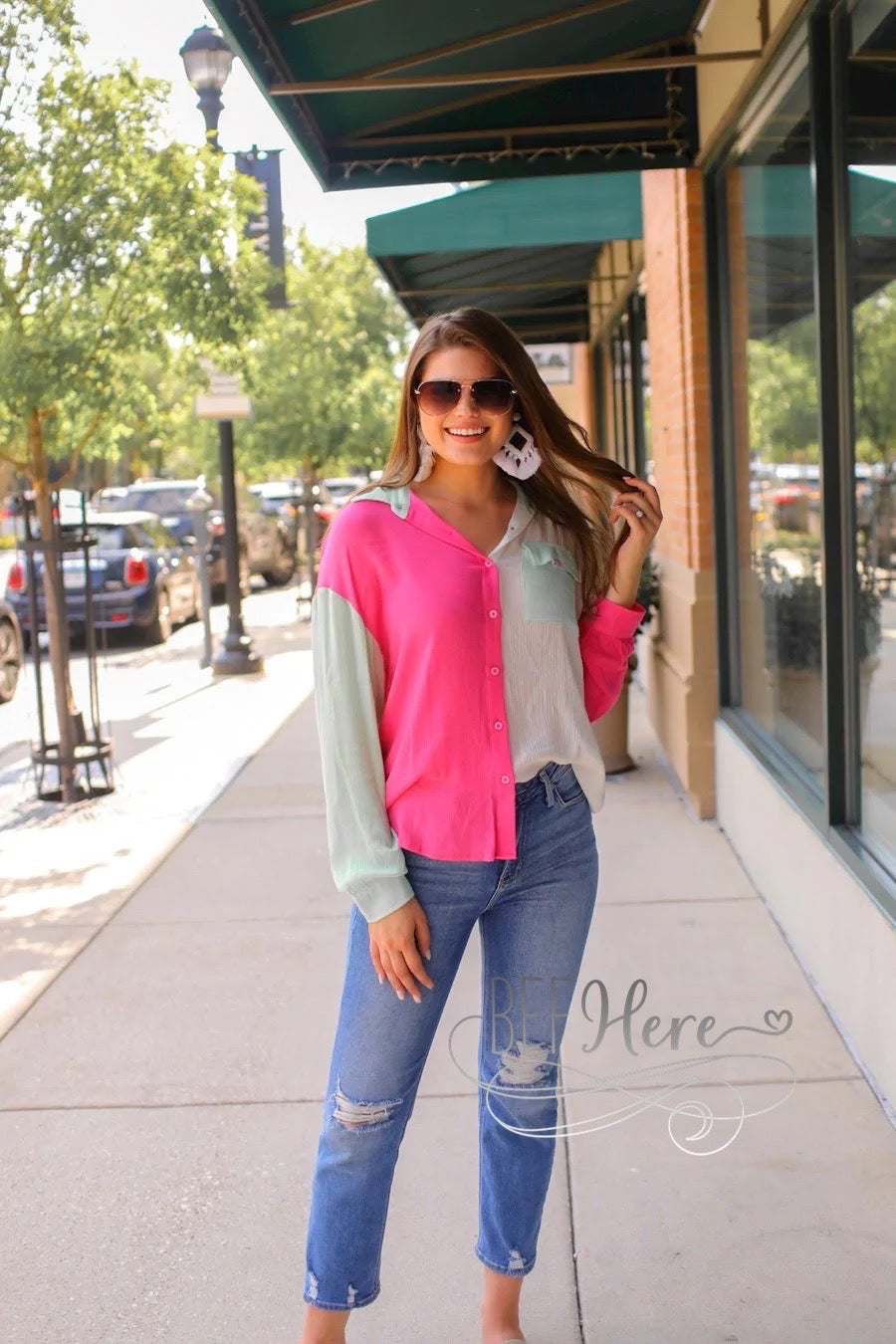PREORDER-Kylan Color Block Pocket Top —Pink - BFF Here