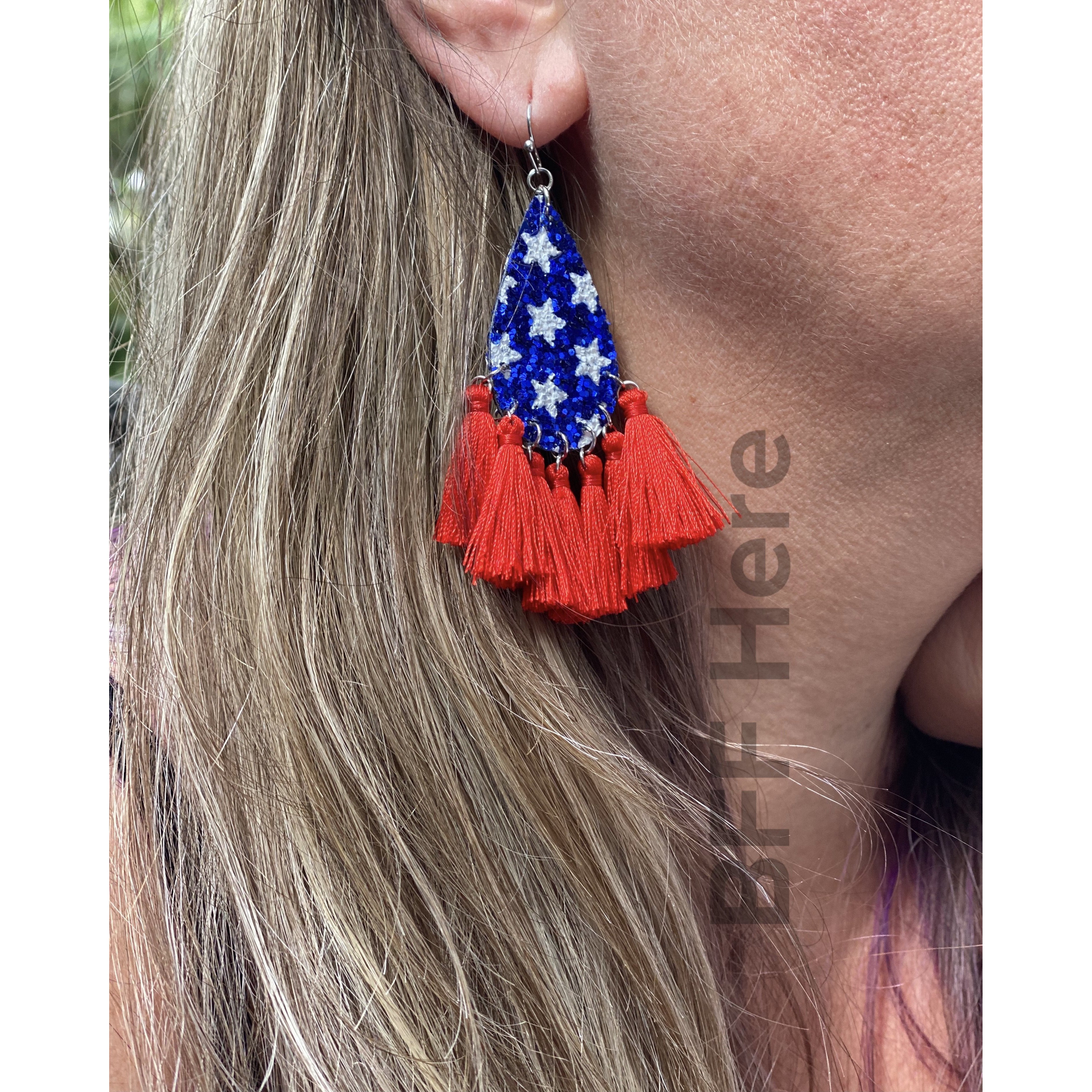 Glitter Star Tassel Earrings -- Choice of Color - BFF Here