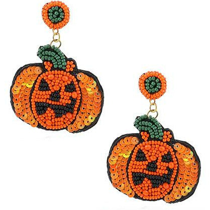 Pumpkin Seed Bead and Sequin Earrings - BFF Here