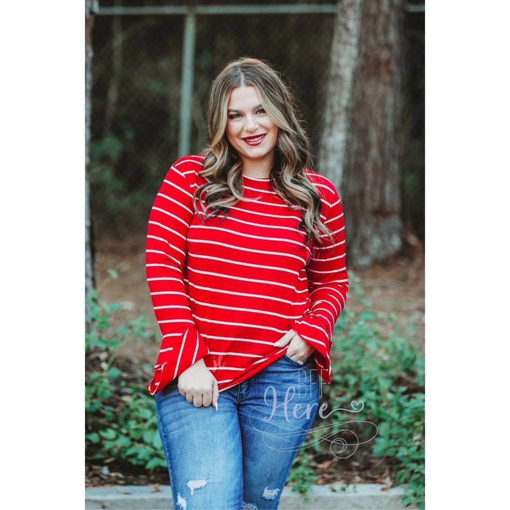 Riley Ruffle Sleeve Top — Red - BFF Here
