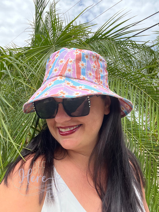 Daisy Stripes Bucket Hat - BFF Here