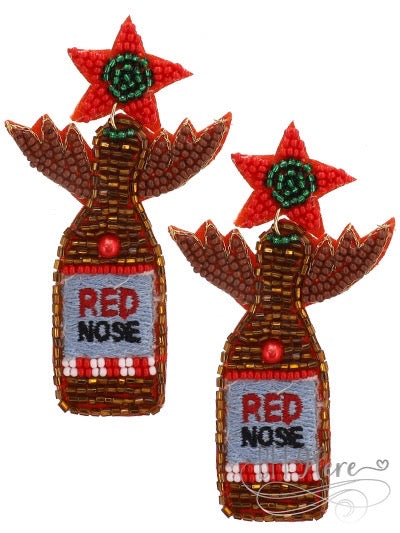 Reindeer Bottle Seed Bead Earrings - BFF Here