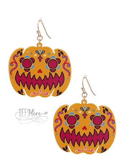 Painted Pumpkin Earrings - Yellow - BFF Here