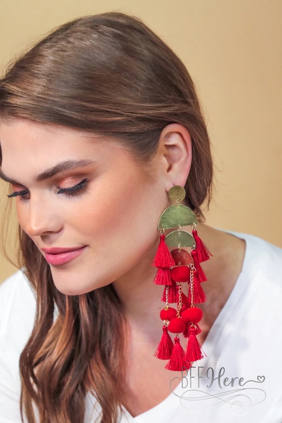 Chandelier Tassel Earrings — Red - BFF Here