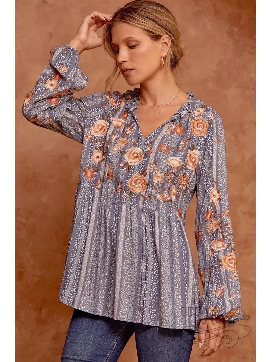 Hallie Embroidered Woven Blouse - BFF Here