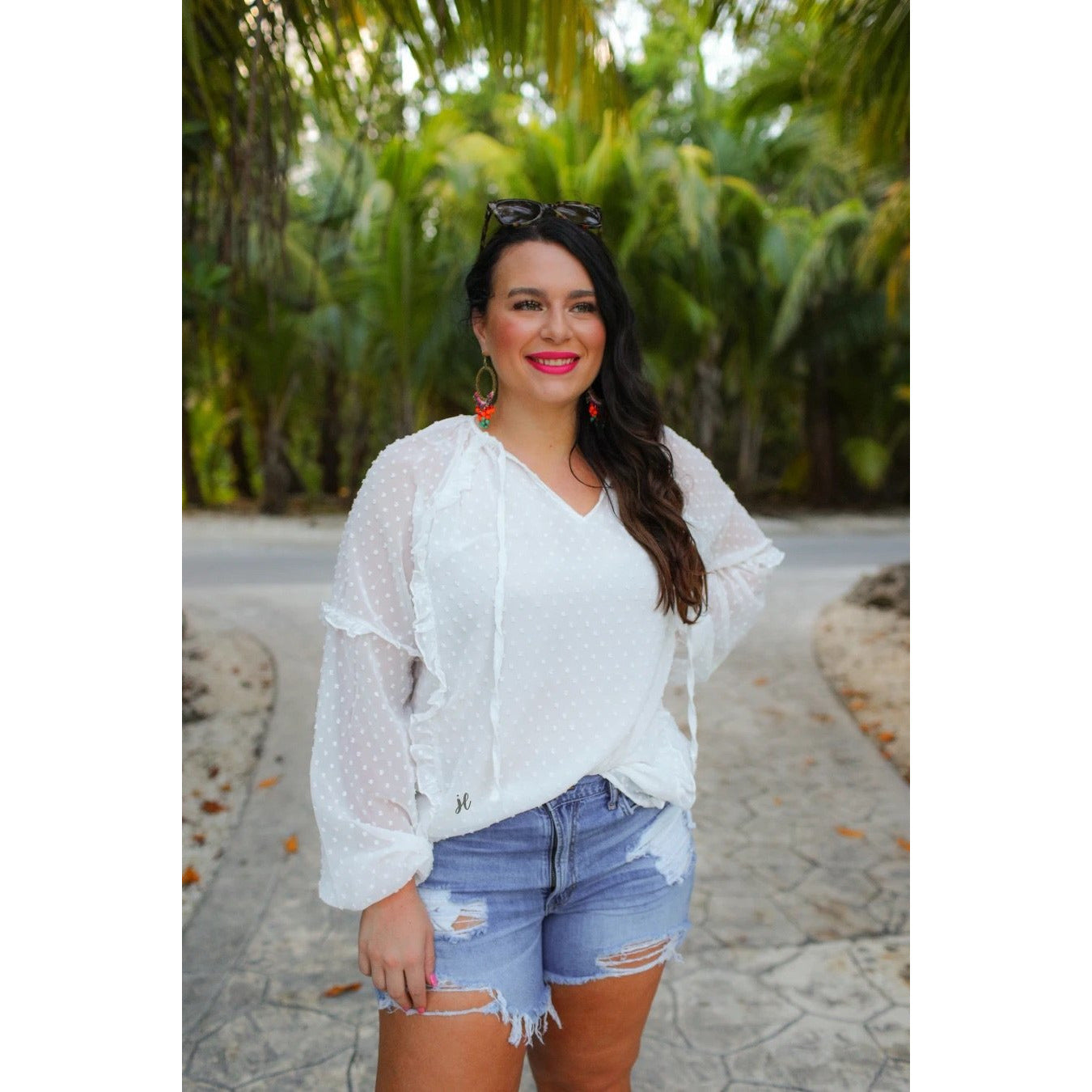 Mary Kate Dotted Drawstring Top - BFF Here