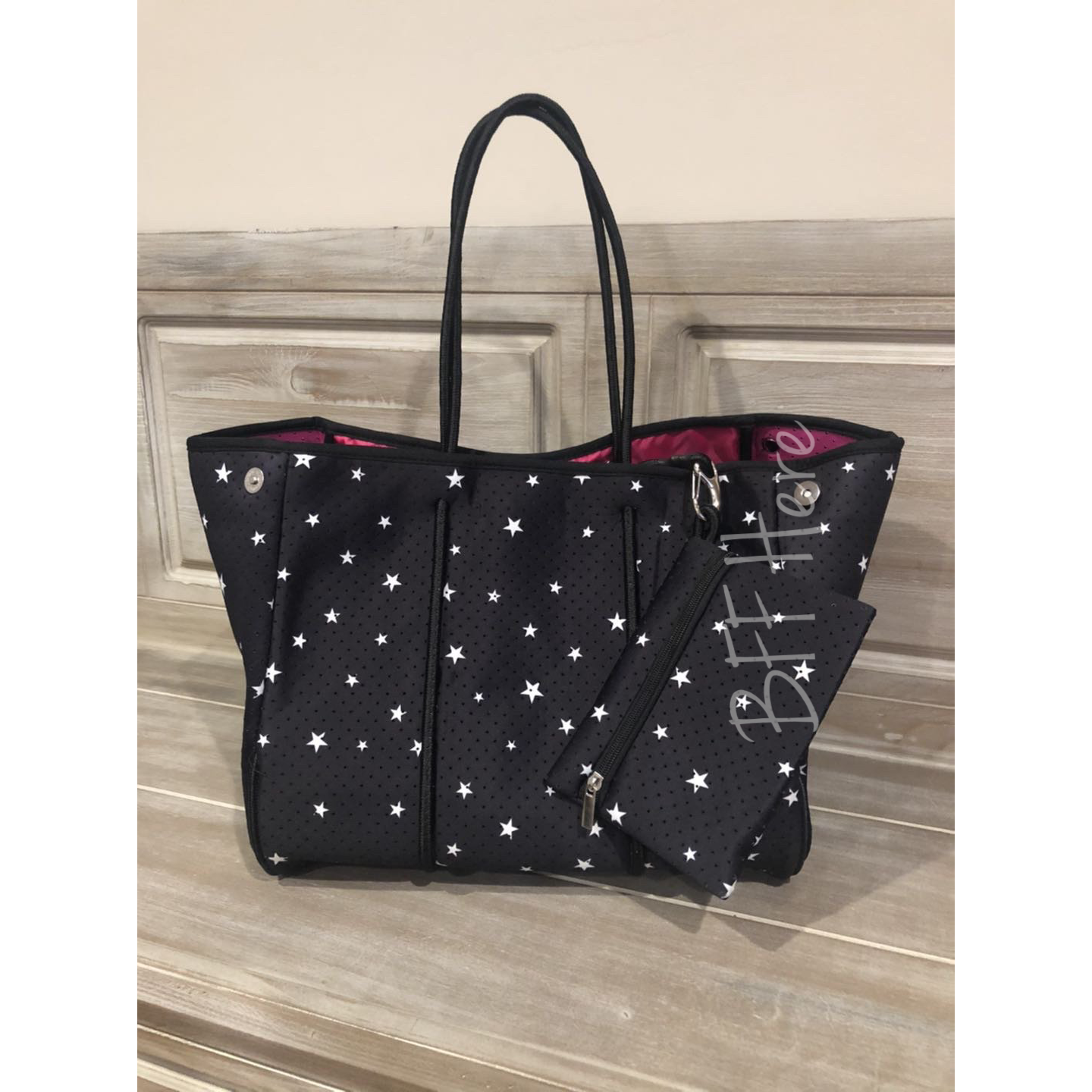 Neoprene Tote -- Black Star - BFF Here