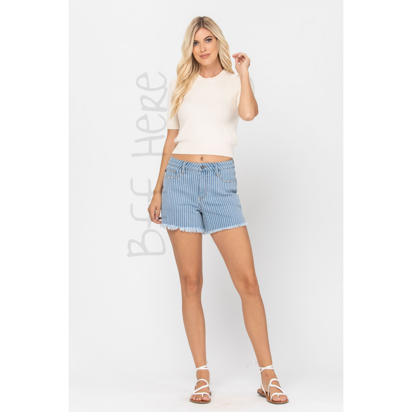 Striped High Waste Shorts by Judy Blue - BFF Here