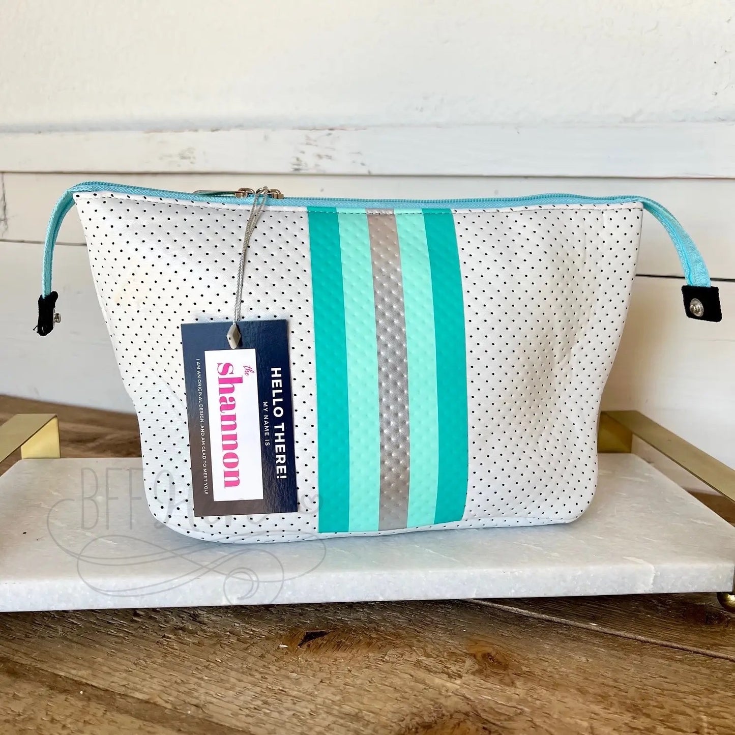 Neoprene Cosmetic Bag --Teal Snake - BFF Here