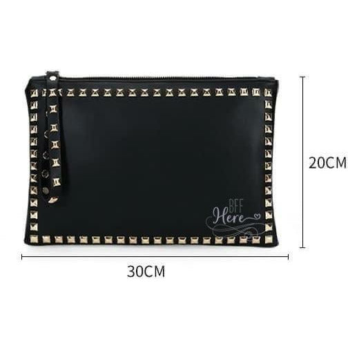 Amelia Black Rivet Wristlet - BFF Here